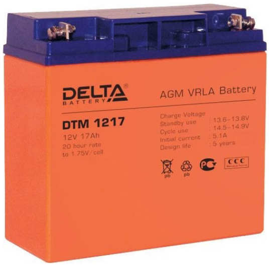 Батарея Delta DTM 1217, 12V 17Ah (Battary replacement APC rbc7, rbc55, rbc11 181мм/77мм/167мм) 1109078