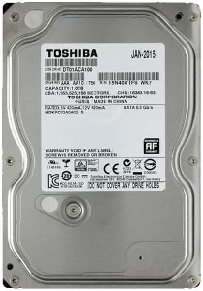 Внутренний жесткий диск 3,5″1Tb Toshiba (DT01ACA100) 32Mb 7200rpm SATA3