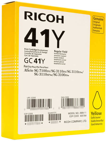 Картридж Ricoh GC41Y Yellow для Aficio 3110DN/DNw/SFNw/3100SNw/7100D (2200стр) 1132362