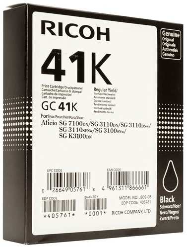 Картридж Ricoh GC41K Black для Aficio 3110DN/DNw/SFNw/3100SNw/7100D (2500стр) 1132368