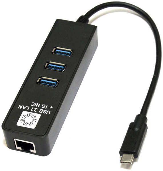 3-port Type-C Hub 5bites UA3C-45-10BK +LAN (1Gbps)