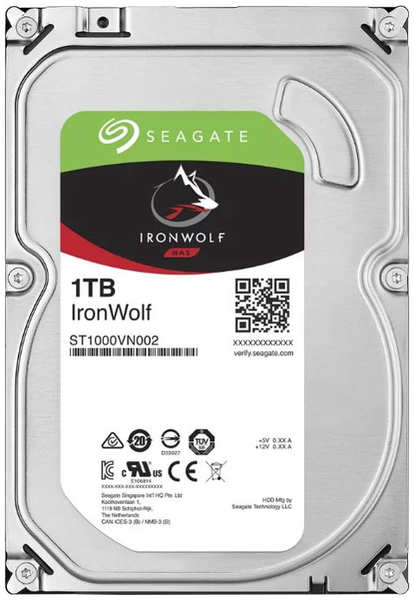 Внутренний жесткий диск 3,5″1Tb Seagate (ST1000VN002) 64Mb 5900rpm SATA3 IronWolf 11621642