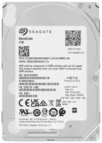 Внутренний жесткий диск 2,5″4Tb 2.5″Seagate HDD Mobile Barracuda Guardian (ST4000LM024) 128Mb 5400rpm SATA3