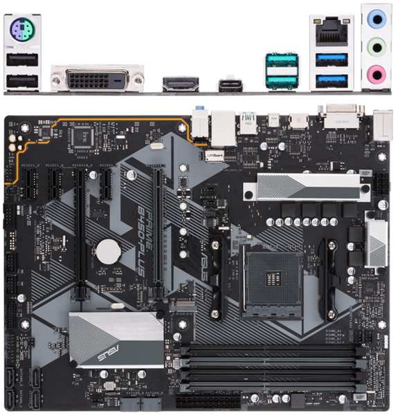 Материнская плата ASUS Prime B450-Plus B450 Socket AM4 4xDDR4, 6xSATA3, RAID, 1xM.2, 2xPCI-E16x, 5xUSB3.1, 1xUSB3.1 Type C, DVI-D, HDMI, Glan, ATX