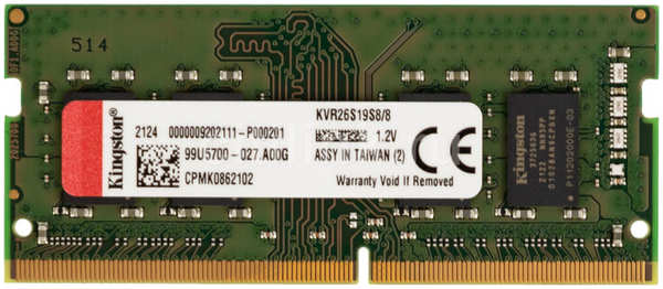 Модуль памяти SO-DIMM DDR4 8Gb PC21300 2666Mhz Kingston CL19 (KVR26S19S8/8) 11628786
