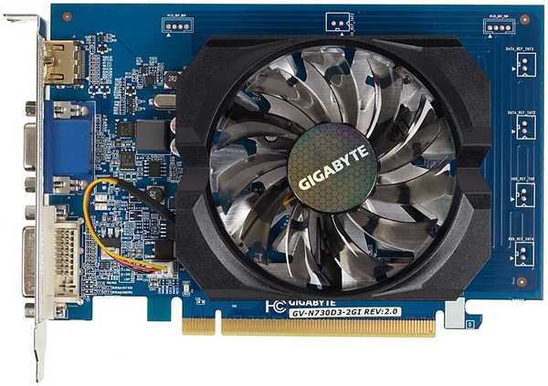 Видеокарта Gigabyte GeForce GT 730 2048Mb, GV-N730D3-2GI DVI, HDMI, VGA, HDCP Ret 11646292