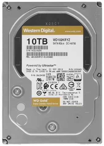 Внутренний жесткий диск 3,5″10Tb Western Digital (WD102KRYZ) 256Мб 7200rpm SATA3 Gold 11658243