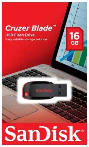 USB Flash накопитель 16GB SanDisk Cruzer Blade (SDCZ50-016G-B35) USB 2.0