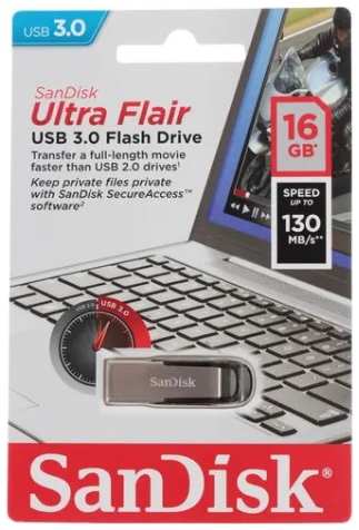USB Flash накопитель 16GB Sandisk Cruzer Ultra Flair ( SDCZ73-016G-G46 ) USB3.0 Серебристый 11661996
