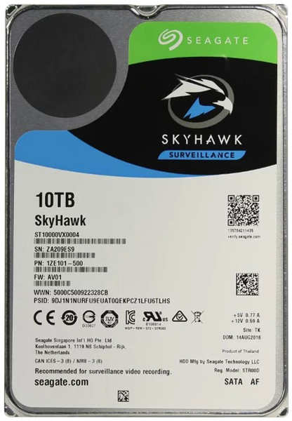 Внутренний жесткий диск 3,5″10Tb Seagate (ST10000VX0004) 256Mb 7200rpm SATA3 Surveillance SkyHawk Guardian 11675072