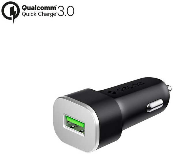 Автомобильное зарядное устройство Deppa, USB, 3A (QC 3.0) Черное (11286)