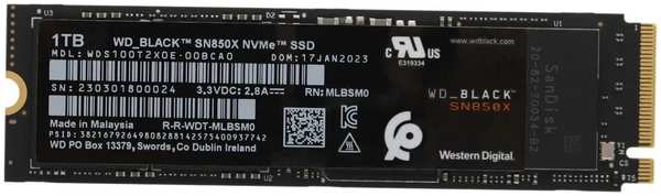 Внутренний SSD-накопитель 1000Gb Western Digital SN850X (WDS100T2X0E) M.2 2280 PCIe NVMe 4.0 x4