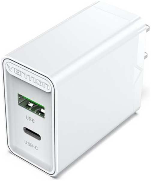Сетевое зарядное устройство Vention FBBW0-EU USB A + USB Type-C QC 4.0 белое