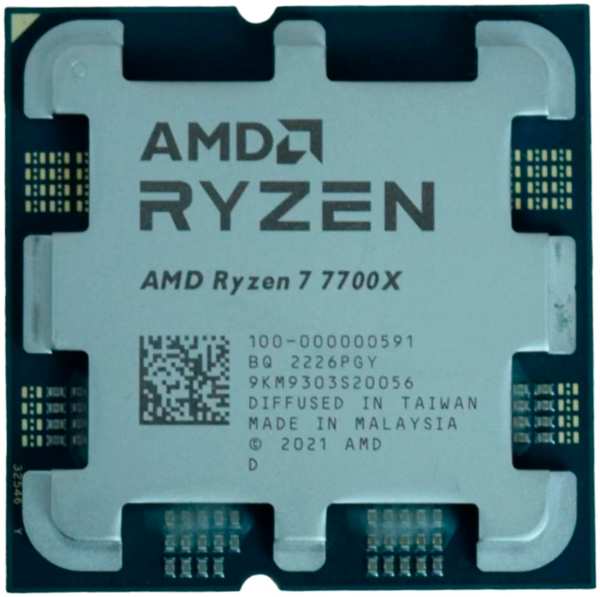 Процессор AMD Ryzen 7 7700X, 4.5ГГц, (Turbo 5.4ГГц), 8-ядерный, L3 32МБ, Сокет AM5, OEM 11702255