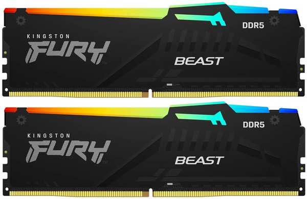 Модуль памяти DIMM 64Gb 2х32Gb DDR5 PC44800 5600MHz Kingston Fury Beast RGB Black (KF556C40BBAK2/64) 11702326