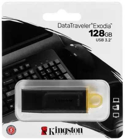USB Flash накопитель 128GB Kingston DataTraveler Exodia (DTX/128GB) USB 3.0 Черный 11702704