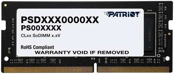 Модуль памяти SO-DIMM DDR4 8Gb PC25600 3200Mhz PATRIOT Signature Line (PSD48G320081S) 11704874
