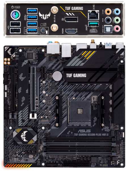 Материнская плата ASUS TUF Gaming B550M-Plus WiFi II B550 Socket AM4 4xDDR4, 4xSATA3, RAID, 2xM.2, 2xPCI-E16x, 5xUSB3.2, 1xUSB3.2 Type C, DP, HDMI, Wi-Fi, 2.5Glan, mATX