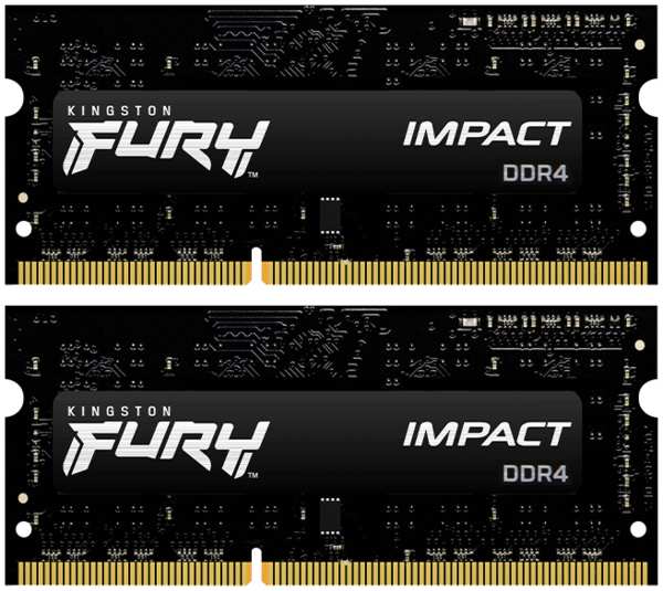 Модуль памяти SO-DIMM DDR4 32Gb (2x16Gb) PC25600 3200Mhz Kingston Fury Impact (KF432S20IBK2/32) 11716757