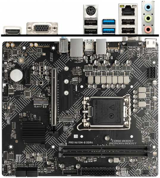 Материнская плата MSI Pro H610M-B DDR4 H610 Socket-1700 2xDDR4, 4xSATA3, 1xM.2, 1xPCI-E16x, 2xUSB3.2, D-Sub, HDMI, Glan, mATX 11718026