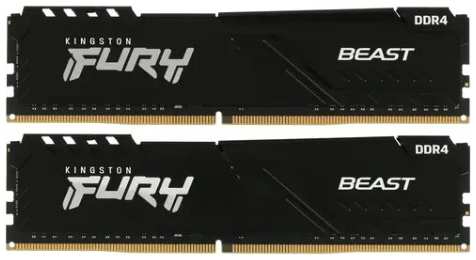 Модуль памяти DIMM 32Gb 2х16Gb DDR4 PC25600 3200MHz Kingston Fury Beast Black (KF432C16BBK2/32) 11720468