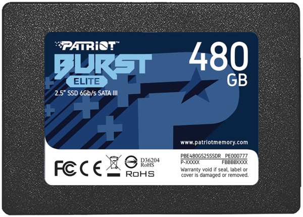 Внутренний SSD-накопитель 480Gb PATRIOT Burst Elite PBE480GS25SSDR SATA3 2.5″ 11721938