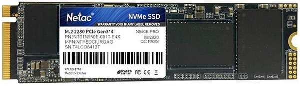 Внутренний SSD-накопитель 1000Gb Netac N950E Pro NT01N950E-001T-E4X M.2 2280 PCIe NVMe 3.1 x4