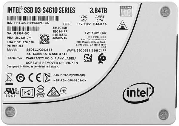 Внутренний SSD-накопитель 3840Gb Intel SSDSC2KG038T801 SATA3 2.5″D3-S4610-Series 11730159