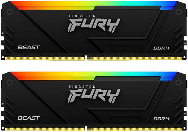 Модуль памяти DIMM 32Gb 2х16Gb DDR4 PC28800 3600MHz Kingston Fury Beast RGB Black (KF436C18BB2AK2/32) 11730539