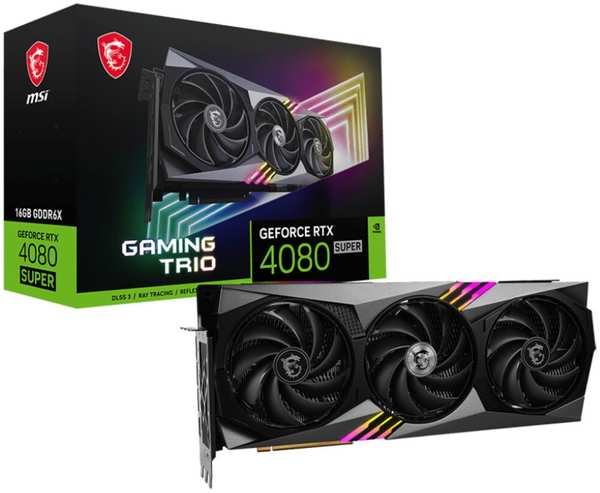 Видеокарта MSI GeForce RTX 4080 Super 16384Mb, Gaming Trio 16 Gb (RTX 4080 Super 16G Gaming Trio 16 Gb) 1xHDMI, 3xDP, Ret