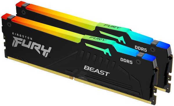 Модуль памяти DIMM 64Gb 2х32Gb DDR5 PC41600 5200MHz Kingston Fury Beast RGB Black (KF552C40BBAK2-64) 11734611