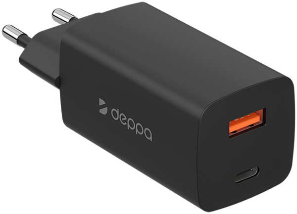 Сетевое зарядное устройство Deppa Power Delivery QC 3.0 GaN 65W USB A + Type-C черное (11435)