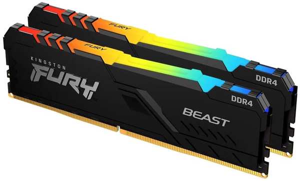 Модуль памяти DIMM 64Gb 2х32Gb DDR4 PC25600 3200MHz Kingston Fury Beast RGB Black (KF432C16BB2AK2/64) 11735021