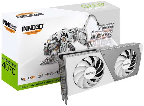 Видеокарта Inno3D GeForce RTX 4070 12288Mb, Twin X2 OC White 12 Gb (N40702-126XX-185252W) 1xHDMI, 3xDP, Ret 11735604