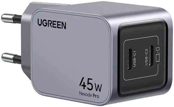 Сетевое зарядное устройство Ugreen Nexode Pro X707 (35008) 45W 2xType C, серый 11750213