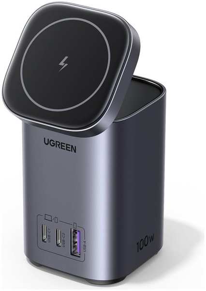 Беспроводная зарядная панель 2 в 1 Для IPhone, Airpods Ugreen CD342 (15076) 2xType C + USB 100W Grey 11750214