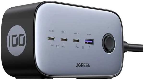 Сетевое зарядное устройство Ugreen DigiNest Pro CD270 (60167) 100W 3xUSB-C + USB-A серый 11750216