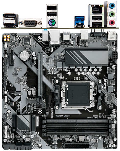 Материнская плата Gigabyte A620M DS3H Socket-AM5 AMD A620 4xDDR5, 4xSATA3, RAID, 1xM.2, 1xPCI-E16x, 1xUSB3.2, 1xUSB3.2 Type C, D-Sub, DP, HDMI, Glan, mATX Ret