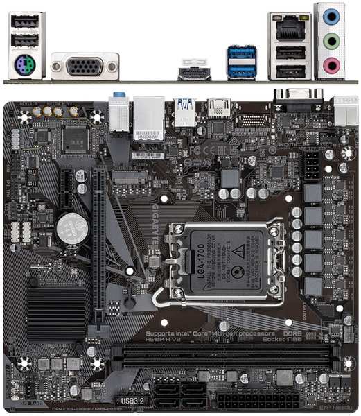 Материнская плата Gigabyte H610M H V2 H610 Socket-1700 2xDDR5, 4xSATA3, 1xM.2, 1xPCI-E16x, 2xUSB3.2, D-Sub, HDMI, Glan, mATX 11751587