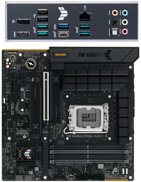 Материнская плата ASUS TUF Gaming B760M-Plus II B760 Socket-1700 4xDDR5, 4xSATA3, RAID, 3xM.2, 2xPCI-E16x, 3xUSB3.2, 1xUSB3.2 Type C, DP, HDMI, 2.5Glan, mATX 11752945