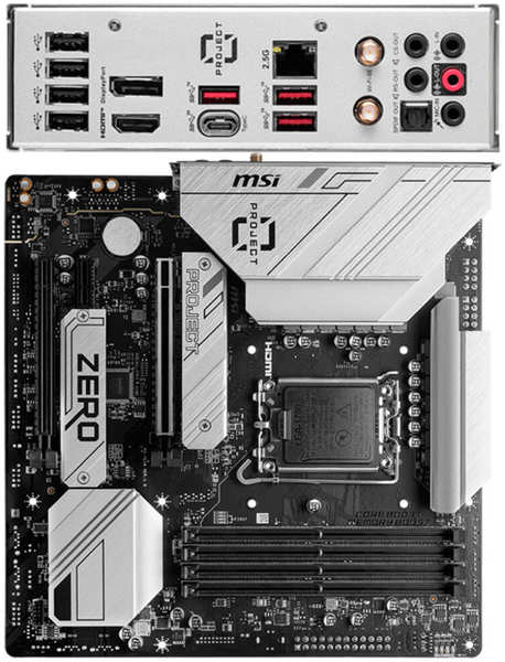 Материнская плата MSI B760M Project Zero B760 Socket-1700 4xDDR5, 4xSATA3, RAID, 2xM.2, 2xPCI-E16x, 3xUSB3.2, DP, HDMI, WiFi, 2.5Glan, mATX