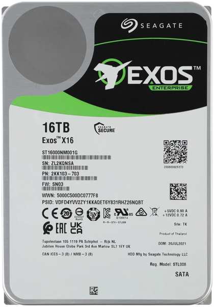 Внутренний жесткий диск 3,5″16Tb Seagate (ST16000NM001G) 256Mb 7200rpm SATA3 Exos X16