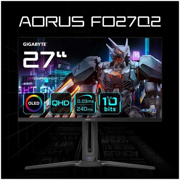 Монитор 27″Gigabyte AORUS FO27Q2 OLED 2560x1440 0.03ms HDMI, DisplayPort, USB Type-C