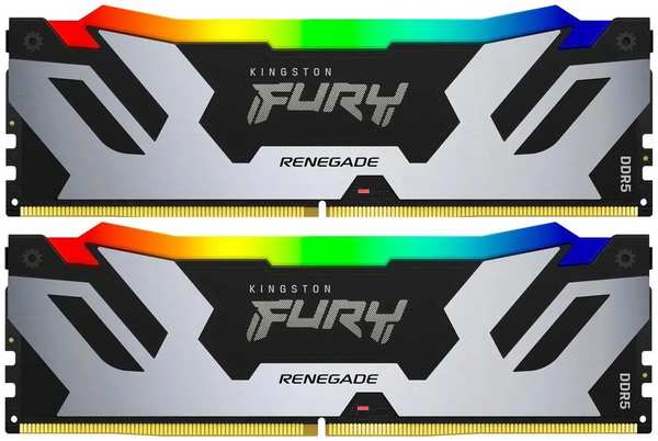 Модуль памяти DIMM 96Gb 2х48Gb DDR5 PC51200 6400MHz Kingston Fury Renegade RGB Silver (KF564C32RSAK2-96)