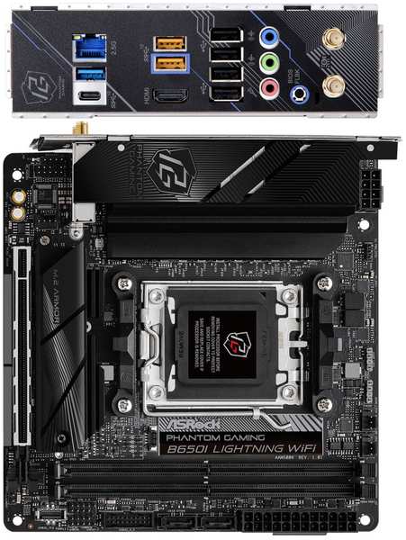 Материнская плата ASRock B650I Lightning WiFi Socket-AM5 AMD B650 2xDDR5, 2xSATA3, RAID, 2xM.2, 1xPCI-E16x, 3xUSB3.2, 1xUSB3.2 Type C, HDMI, WiFi, 2.5Glan, mini-ITX Ret