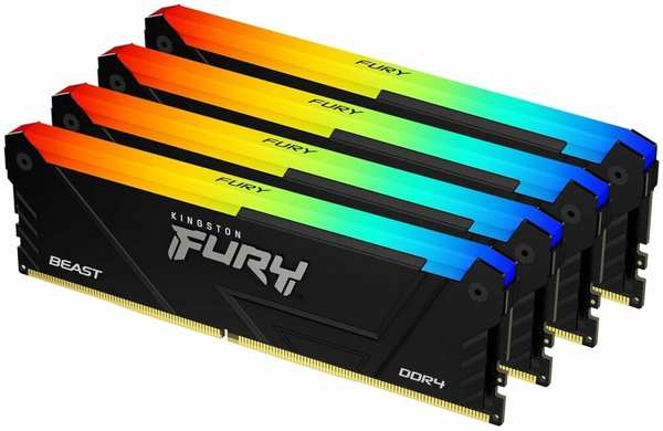 Модуль памяти DIMM 128Gb 4х32Gb DDR4 PC25600 3200MHz Kingston Fury Beast RGB Black (KF432C16BB2AK4/128) 11756487