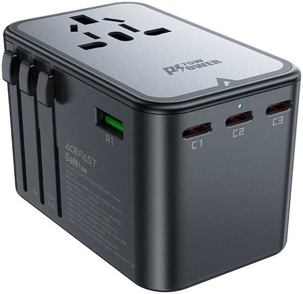 Сетевое зарядное устройство Acefast Z1 PD75W GaN 3 x USB-C + 2 x USB-A Multifunctional Charging Adapter Черный 11758356