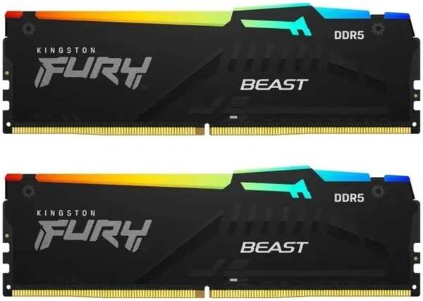 Модуль памяти DIMM 32Gb 2х16Gb DDR5 PC44800 5600MHz Kingston Fury Beast RGB Black (KF556C40BBAK2/32) 11758491