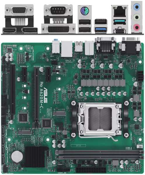 Материнская плата ASUS Pro A620M-C-CSM A620 Socket AM5 2xDDR5, 4xSATA3, RAID, 2xM.2, 1xPCI-E16x, 2xUSB3.2, 1xUSB3.2 Type C, D-Sub, DVI-D, DP, HDMI, Glan, mATX