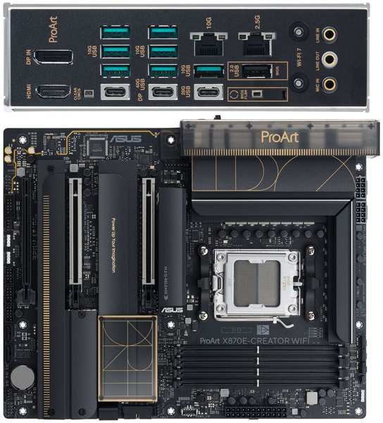 Материнская плата ASUS ProArt X870E-Creator WiFi X870E Socket AM5 4xDDR5, 4xSATA3, RAID, 4xM.2, 3xPCI-E16x, 7xUSB3.2, 3xUSB3.2 Type C, DP, HDMI, WiFi, 2xGlan, ATX